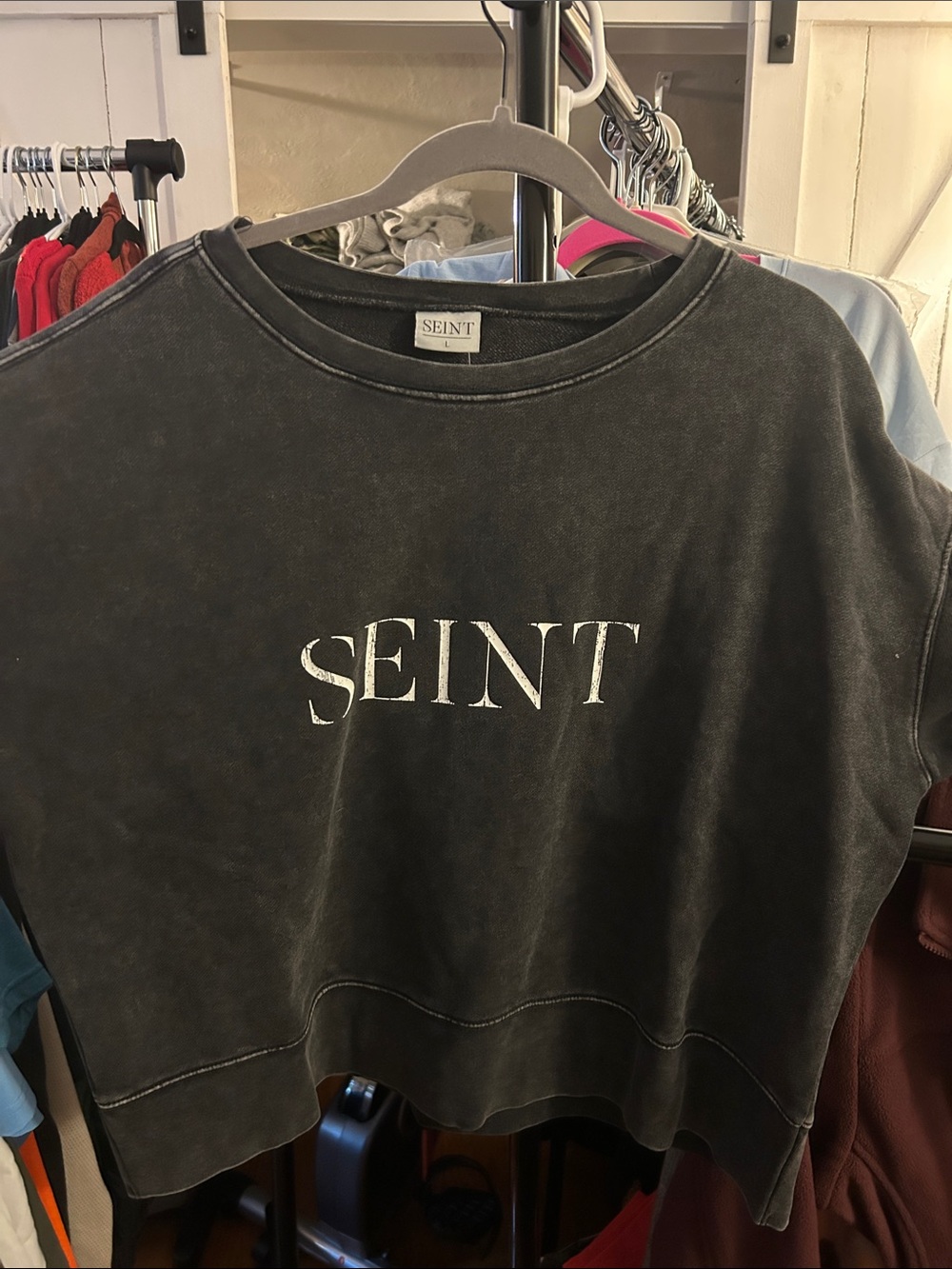 SEINT Black distressed Sweatshirt